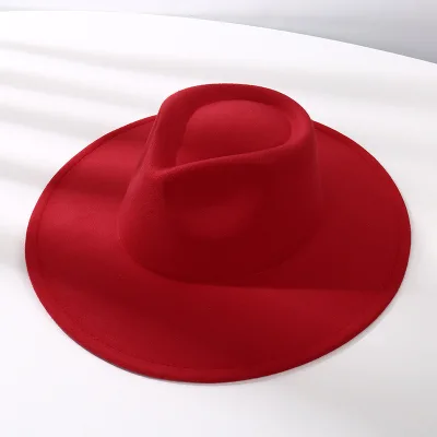Adult Wide Brim 9cm Panama Jazz Caps Women Wholesale Felt Classic Plain Colors Party Fedora Hats