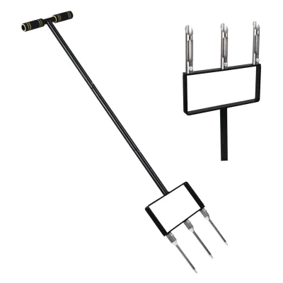 2-in-1 Lawn Aerator Lawn Spike Aerator 43 Inch Manual Soil Aeration Tool with Replaceable Hollow and Solid Tines