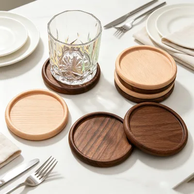 Best Price Durable Handmade Unfinished Beech Wood Coasters Customized Color Logo Bulk for Laser Engraving Art Collectible