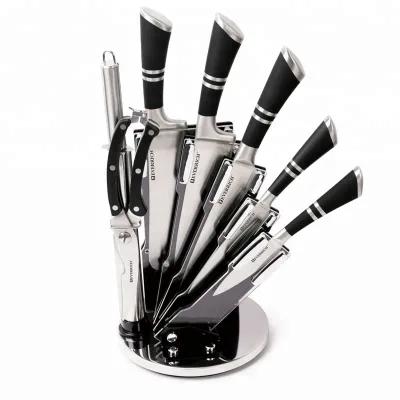 Hollow Handle Forged Black Stainless Steel Chef Kitchen Japanese Sushi Knife Set