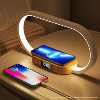 3-in-1 Wireless Charging USB-Powered Alarm Clock with 10-30W Output Power Soft-Bright for Bedroom Bedside Hotel Room Decor
