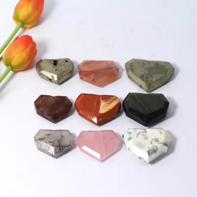 Hand-Carved Natural Crystal Rose Quartz Heart Spiritual Meditation Healing Stones DIY Crafted with Love