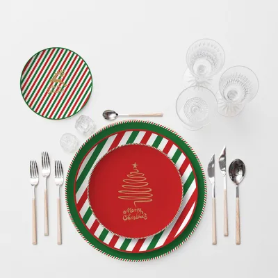 Deer-Style Bone China Tableware Set Ceramic Steak Dessert Salad Cake Snack Stand for Christmas and New Year Dinnerware Sets
