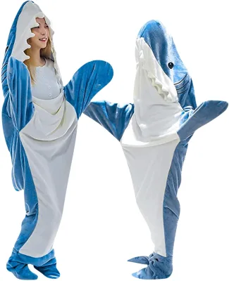 Shark Blanket for Adult Kids - Wearable Shark Blanket Hoodie, One-Piece Blanket,Cute Funny Flannel Hoodie for Girls