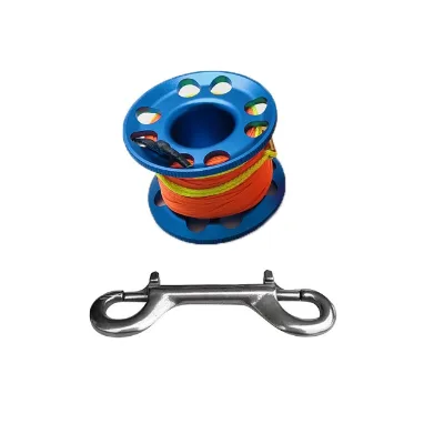 Diving Aluminium Finger Spool Reel 30m Line with 316 Stainless Steel Snap Bolt Clip