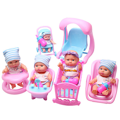 Factory Wholesale Simulated Baby Toys Mini Doll Blue Baby Doll With Feeding Bottle Baby  Doll Set