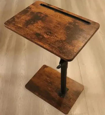 C Shaped Couch End Table, Adjustable Height Coffee , Simple Small Corner Bedside Wooden Storage Rack