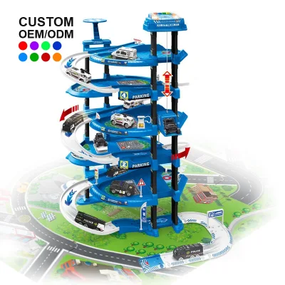 TOYS Electric Multi-function Parking Lot Track Sets with Light Sound 82PCS Plastic Assembled DIY Toy for 3+ Years