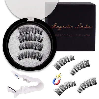 Natural Long Thick Silk Magnetic Eye Lashes Set Custom Logo Soft Magnetic False Eyelashes Kit Guangzhou Pestanas Magnetic