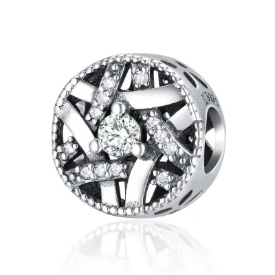 Romantic Ribbon Dazzling Cubic Zircon Beads 925 Silver