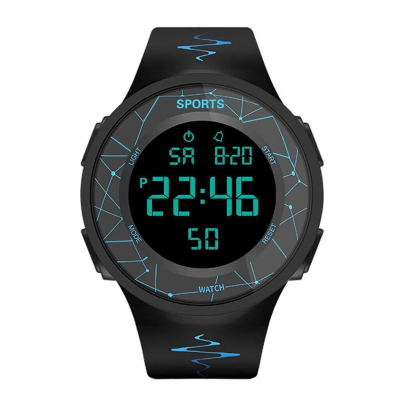 Men Black Fashionable Date Alarm Round Dial Digital Watch, for Daily Decoration NW1392