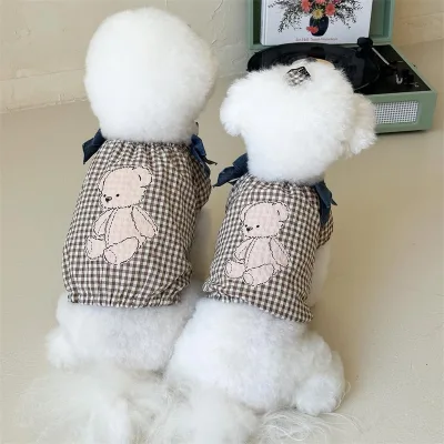 Breathable Bow Decorated Pet Denim Skirt and Hairpin Set Dog Cat Dress for Small Medium Pets Summer Apparel Pet Dresses Clothes