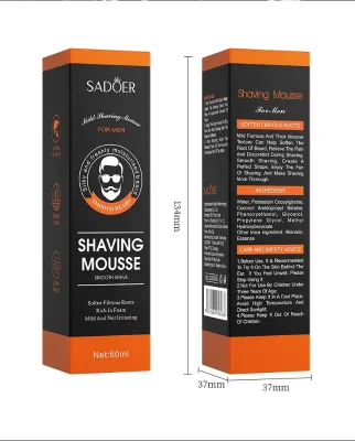 m 60ml Glycerin Aloe Vera Soften Beard Fresh Smooth Shave Use Beard Care Men's Shaving Mousse Cream