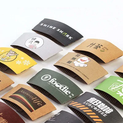 12 16 24Oz Custom Print Friendly Kraft & Corrugated Paper Coffee Cup Carrier Sleeve for Takeout Hot Drinks Package