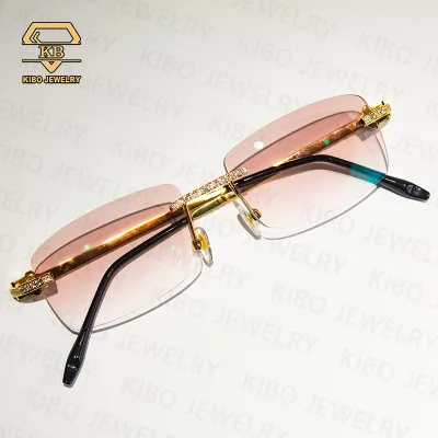 Wholesale Price CZ Cubic Zirconia Glasses Iced Out Fashion Mens Ladies Sunglasses 2024 Jewelry Hip Hop in Stock