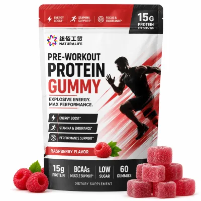 Pre Workout Protein Gummy for Stamina Energy Endurance Athletic Performance and Training Boost Explosive