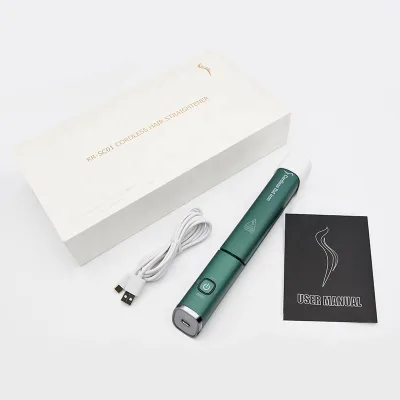 Portable Cordless Hair Straightener for Travel 3500mAh Power Rechargeable Titanium Plate Flat Iron Hair Curler Beard Brush