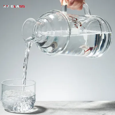 Classical Design Handmade High Borosilicate Thermal Glass Cooling Water Pitcher