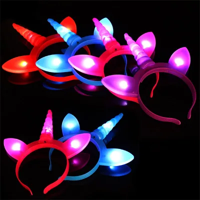 LU-2111 Hot Sale Led Unicorn Light up Headband for Birthday Wedding Party Decoration