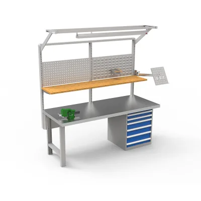 Detall Heavy Duty Workbench Heavy Duty Metal Workbench Backsplash Lower Shelf Undercabinet Storage 2000lbs Garage Workshop Grade