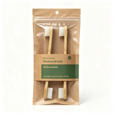 Double End Medium Firm Bristle Pet Toothbrush Set for Dog Cat Daily Dental Care Cleaning
