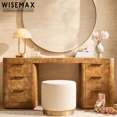 WISEMAX FURNITURE American Style Vintage Dressing Table with Mirror and Drawers Home Furniture Solid Wooden Living Room Table