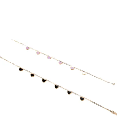 Casual Sporty 316l Stainless Steel Jewelry Pvd Gold Heart Cut Zircon Micro Insert Catholic Party Jewelry Women Anklet