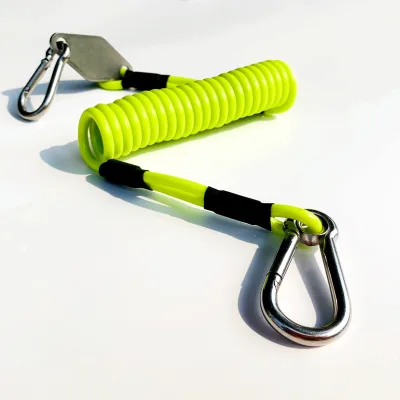 Safety Spring Coil Lanyard Fishing Tool Lanyard with Multifunction Carabiner Hooks