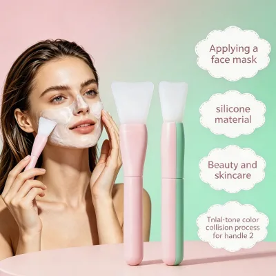 Lovely Mini Pink Blue Silicone Mask Applicator Spatula Hairless Brush for Face Mud Peel Masking Makeup