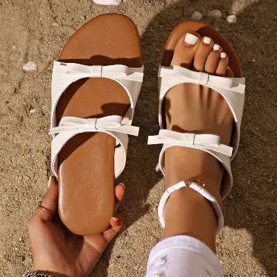8803 Summer Large Women's Shoes New Butterfly Dew Toe Outerwear Women's Flat Cool Slippers