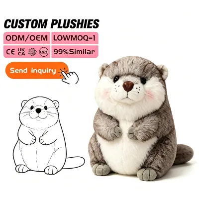 OEM Embroidered Cute Soft Plush Otter Animal Throw Pillow Stuffed Toy Stress Relief Gift