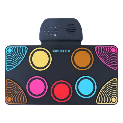 Colorful Electronic Drum New Silicone Hand Rolled Electronic Drum with Speaker Portable Folding Silicone Drum