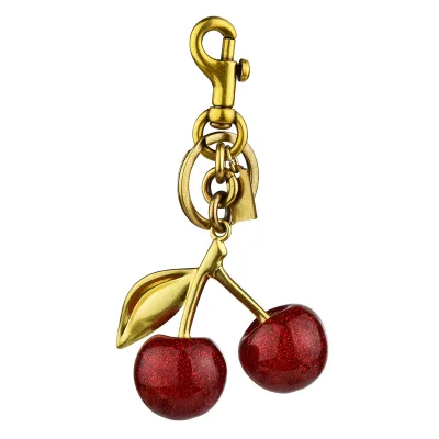Promotional Gifts Crystal Red Cherry Keychain Resin Fruit Car Keychain Bag Pendant for Women Fashion Accessories