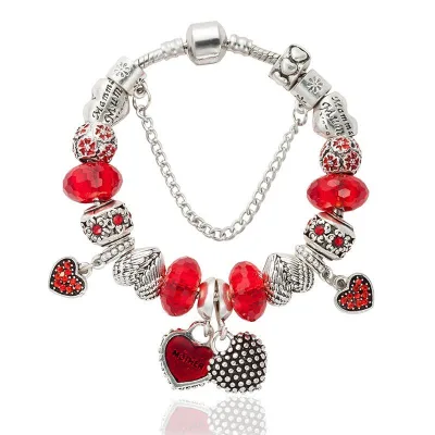 Red Mothers Day Gifts Jewel Bracelet Heart Magnet Heart Pendant Bracelet Minimalist