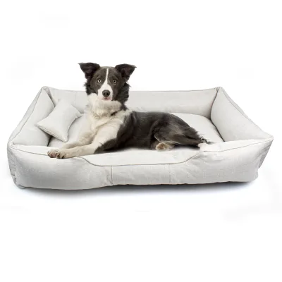 Washable Soft Square Dog Bed Raised Bolster Anti Slip Bottom Pet Sofa Bed for Small Medium Large Dogs