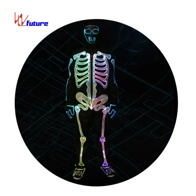 Glowing Skeleton LED Jumpsuit - 3D Bone Pattern Halloween Costume for Adults/Kids, Luminous Clothing for Party & Trick-or-Treat