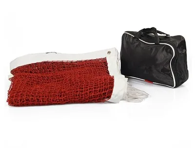 610X76cm Durable Standard Badminton Net Polypropylene Knotless Red Black Cutting