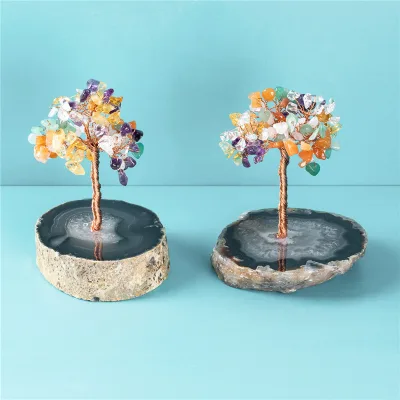Crafts DIY Wholesale Natural Gemstone Polished Crystal Healing Stone Tree for Healing Decoration Gift