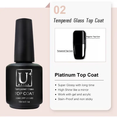 Customized New Product Golden Supplier UV Top Coat Gel Tempered Glass Top Coat No Wipe High Shine Logo the Best Gel Top Coat