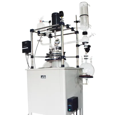 Stirring Mixing Agitated tank Glass Reactor With Double Receiving Flask