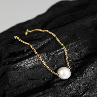 2021 Latest Design 925 Sterling Silver FreshWater Pearl Bracelet Link Chain 18k Gold Plated Jewelry Personality for Women Gift