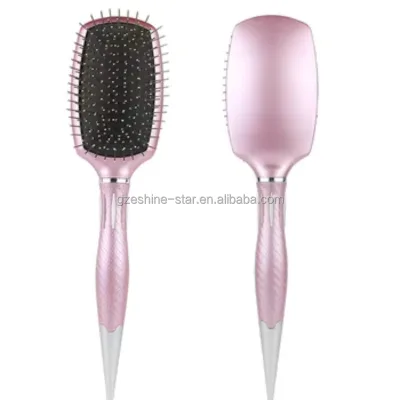 Custom Logo Air Cushion Steel Pins Paddle Hair Brush Detangler Anti Static Detangling Wet & Dry Plastic Extension Hair Brush