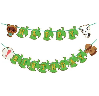 LEMON Animal Bear Dog Jungle Paper Letter Happy Birthday Banner Girl Birthday Party Decorations Supplies Backdrop Baby Kid