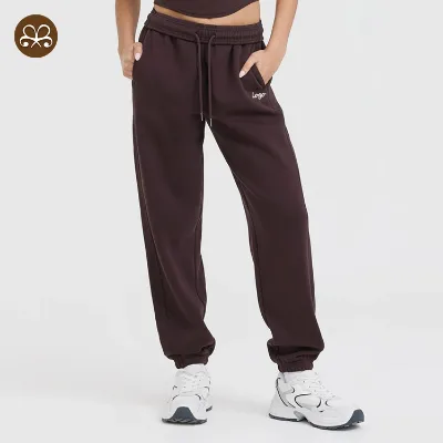 Custom Soft Fleece Elastic Waist Workout Training Loose Fit Women Sweatpants Casual Jogger Cuffed Pants