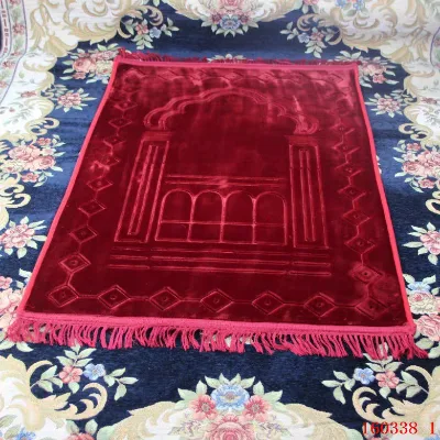 New Design Woven Washable Cushioned Home Travel Prayer Rug with Tassel Hajj Plain Islam Mat for Knee Support