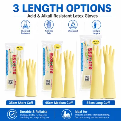 Multi Cuff Coverage Process Cleaning Liquid Handling Grip Texture Flexible Reusable Protective Chemical Resistant Rubber Gloves