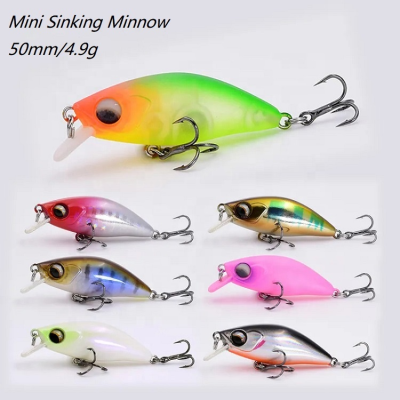 Hot Sell Mini Slow Sinking Minnow Bait 50mm 4.9g Long Casting Jerk Bait Freshwater Bass Trout Perch Bait