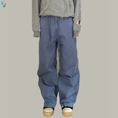 High Quality Vintage Oversized Blank Custom Logo Printing High Street Men's Overalls Casual Cargo Joggers Pants for Men