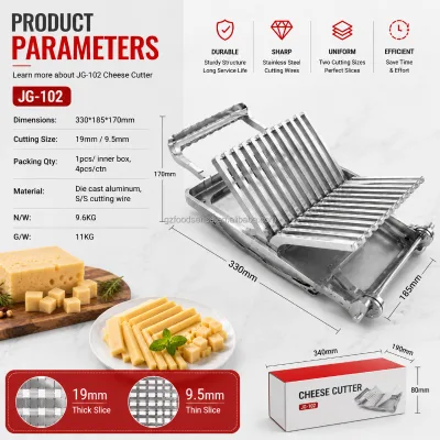 Commercial Stainless Steel Manual Cheese Cutter 19mm & 9.5mm Cheese Slicer Food Grade Cheese Cutting Machine for Restaurant