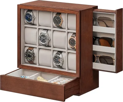 12-Slot wooden Watch Box logo with Window wooden watch box luxury wooden watch box and prestige watch box wood
